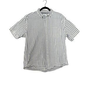 Jos A Bank 1905 Mens Tailored Fit Shirt XL Check Cotton Short Sleeve Blue Yellow